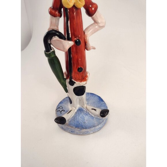 T P Ceramiche Poli Cesare Italian Clown Figurine Umbrella Vintage Signed - Picture 7 of 11